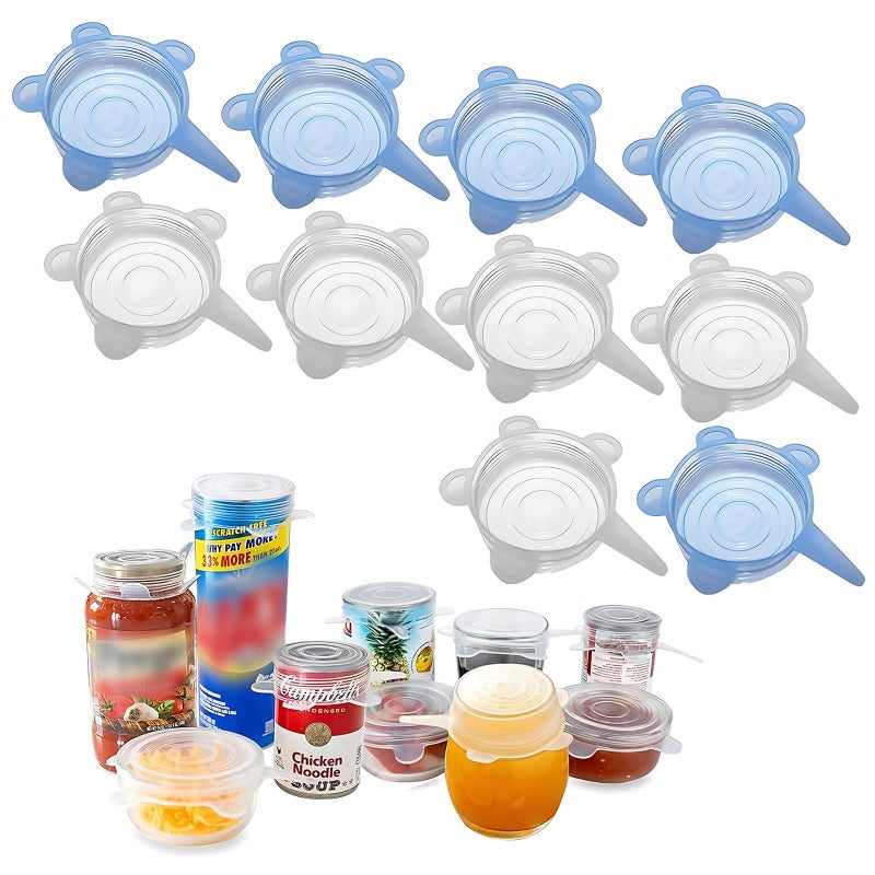 Adpartner Silicone Can Lids (10 Pack, All 2.6'' Diameter), Reusable Silicone Stretch Lids for Pet Food Cans, BPA-free Seal Can Covers for Yogurt Jars Soda Regular Mason Jars Canned Pet Foods - Image 1